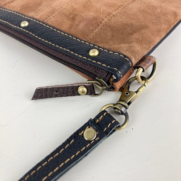 Vaan & Co Small Black  Brown Pieced Leather Wristlet Bag - Picture 6 of 6